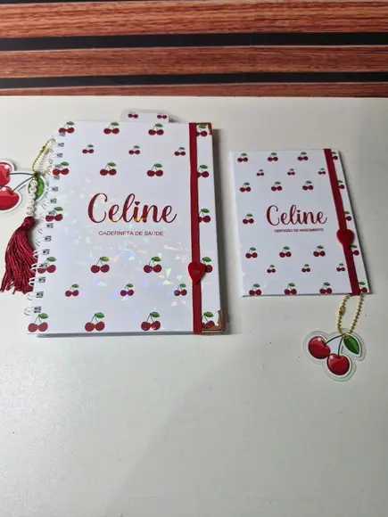 Kit Caderneta de Saude e Porta Certidão Cereja