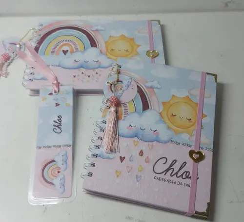 Kit Caderneta e Livro do Bebe Chuva de Amor