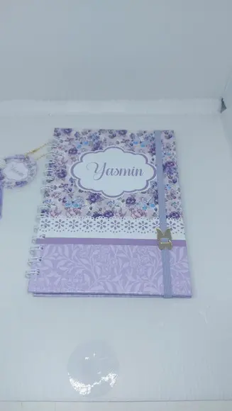 Kit Caderno Flores Lilas