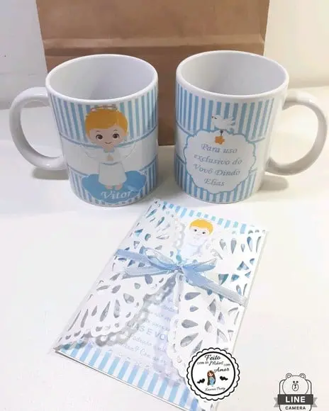 Kit Caneca Convite Batizado