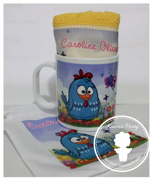 Kit caneca galinha pintadinha
