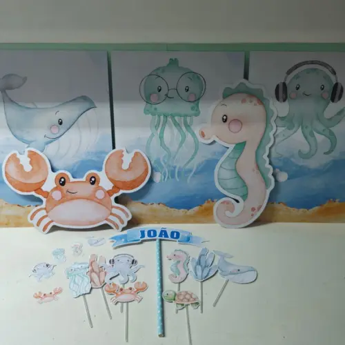 Kit Festa em Casa Fundo do Mar Aquarela