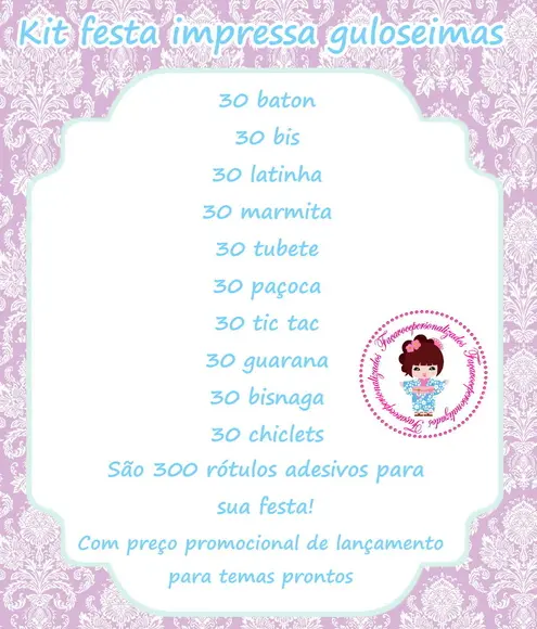 Kit festa rótulos impressos 3