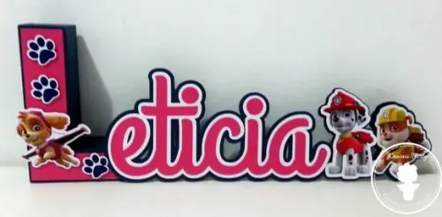 Letra 3d + Cursiva Patrulha Canina