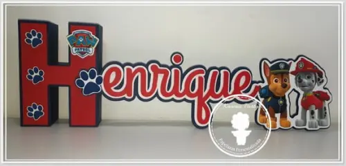 Letra 3d + Cursiva Patrulha Canina
