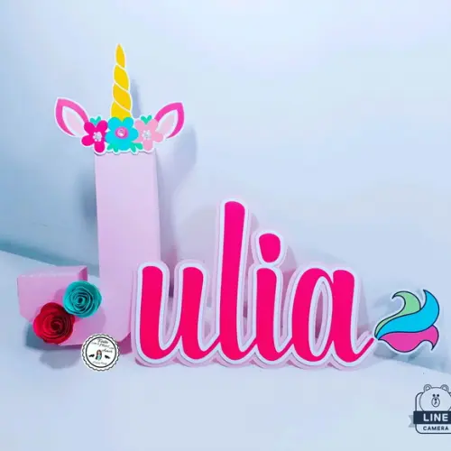 Letra 3d + Cursiva Unicornio