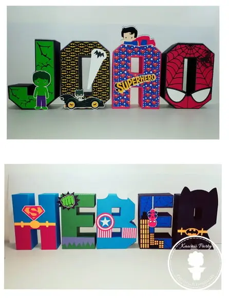 Letras 3d Super Herois