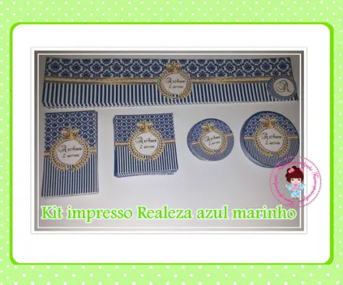 Mini kit impresso Realeza azul marinho
