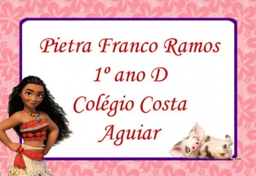 Etiquetas escolar Moana pacote 100 etiquetas.