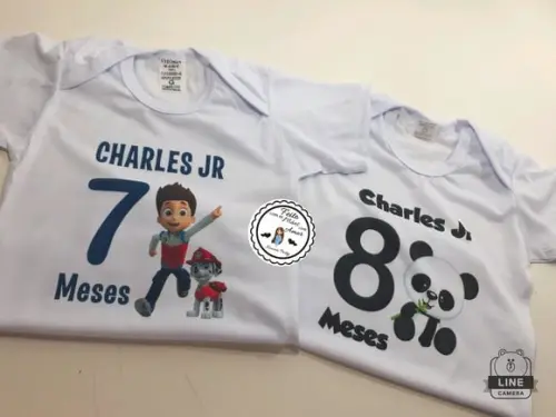 Kit Body Mesversario Menino 12 Meses + 12 Topper Cake
