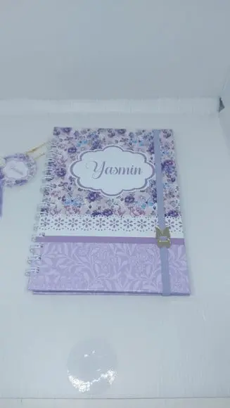 Kit Caderno Flores Lilas