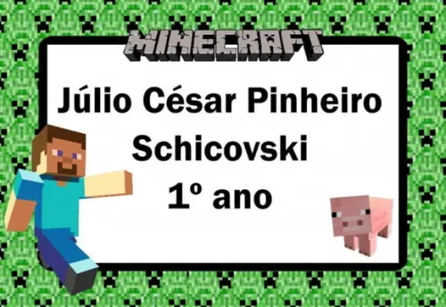 Kit etiqueta escolar minecraft pacote 100 etiquetas