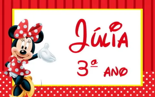 Kit etiqueta escolar Minnie vermelha pacote 70 etiquetas