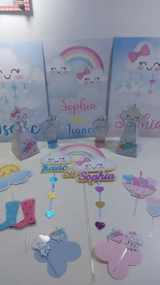 Kit Festa Chá Revelação Chuva de Amor