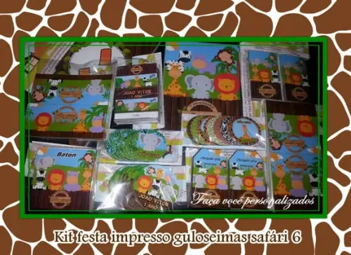 Kit festa impresso guloseimas Safári
