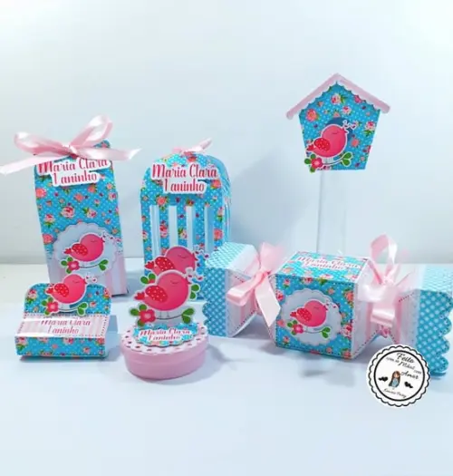 Kit Passarinho Azul e Rosa