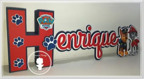Letra 3d + Cursiva Patrulha Canina