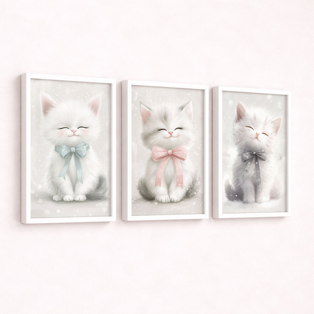 Kit 3 Artes digitais para quadro infantil Gatinho
