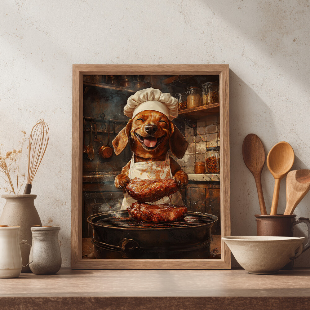 Quadro Cachorro Salsicha Churrasqueiro - Arte A3