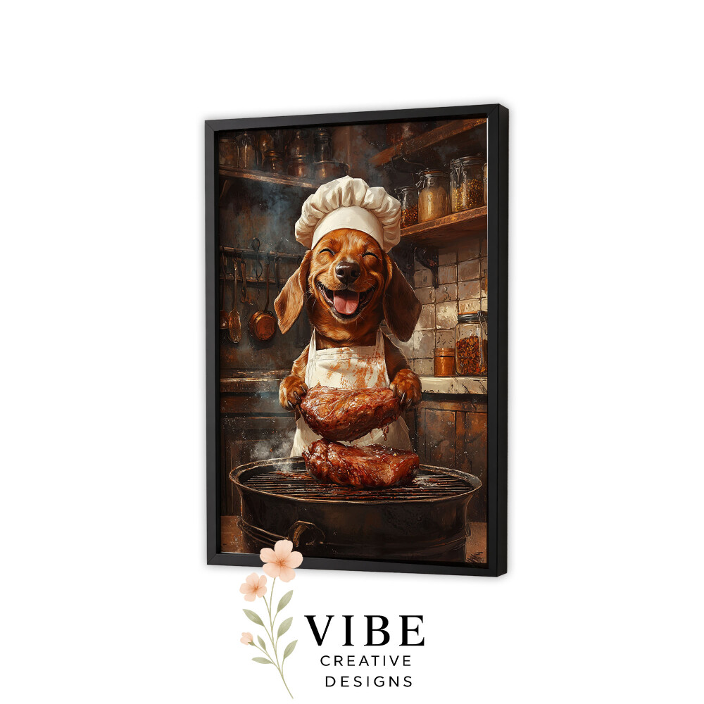 Quadro Cachorro Salsicha Churrasqueiro - Arte A3