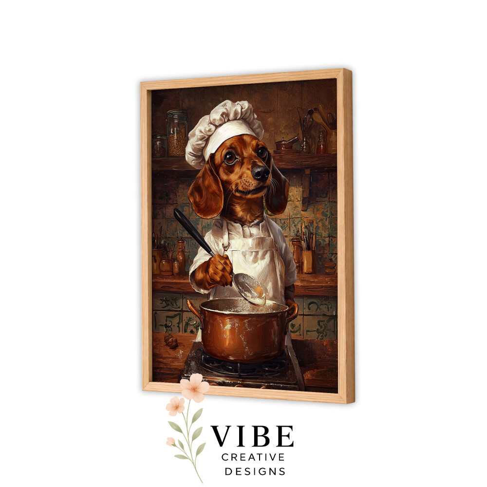 Quadro Cachorro Salsicha Cozinheiro - Arte A3