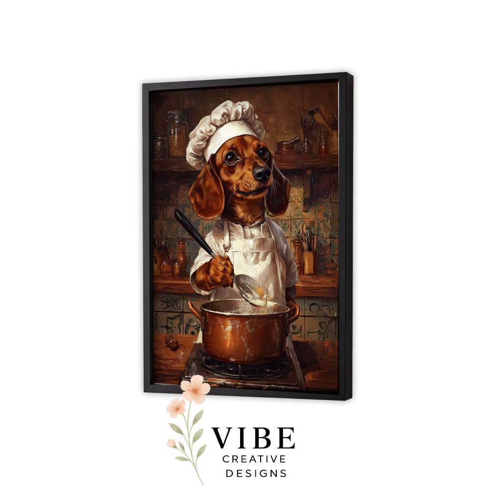 Quadro Cachorro Salsicha Cozinheiro - Arte A3