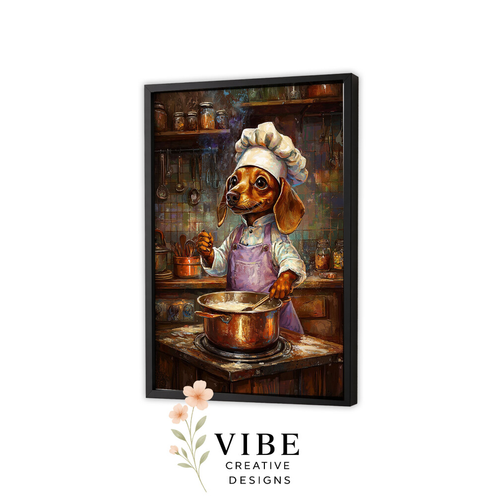 Quadro Cachorro Salsicha Cozinha Antiga - Arte A3
