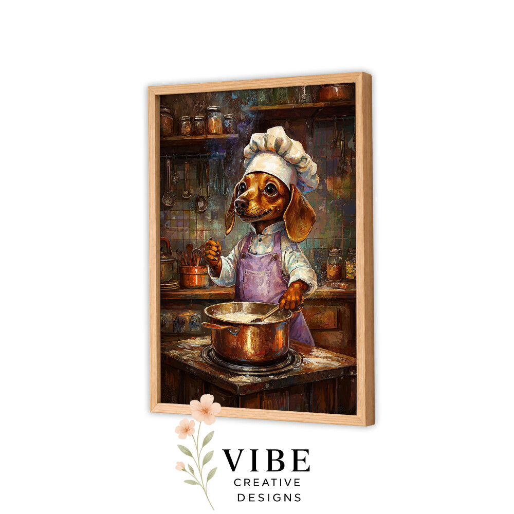 Quadro Cachorro Salsicha Cozinha Antiga - Arte A3