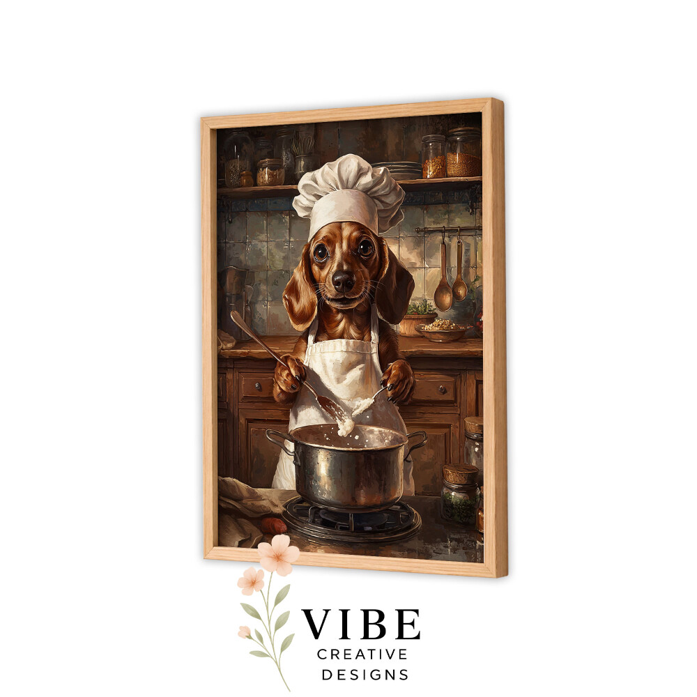 Quadro Cachorro Salsicha Chef Sopa - Arte A3