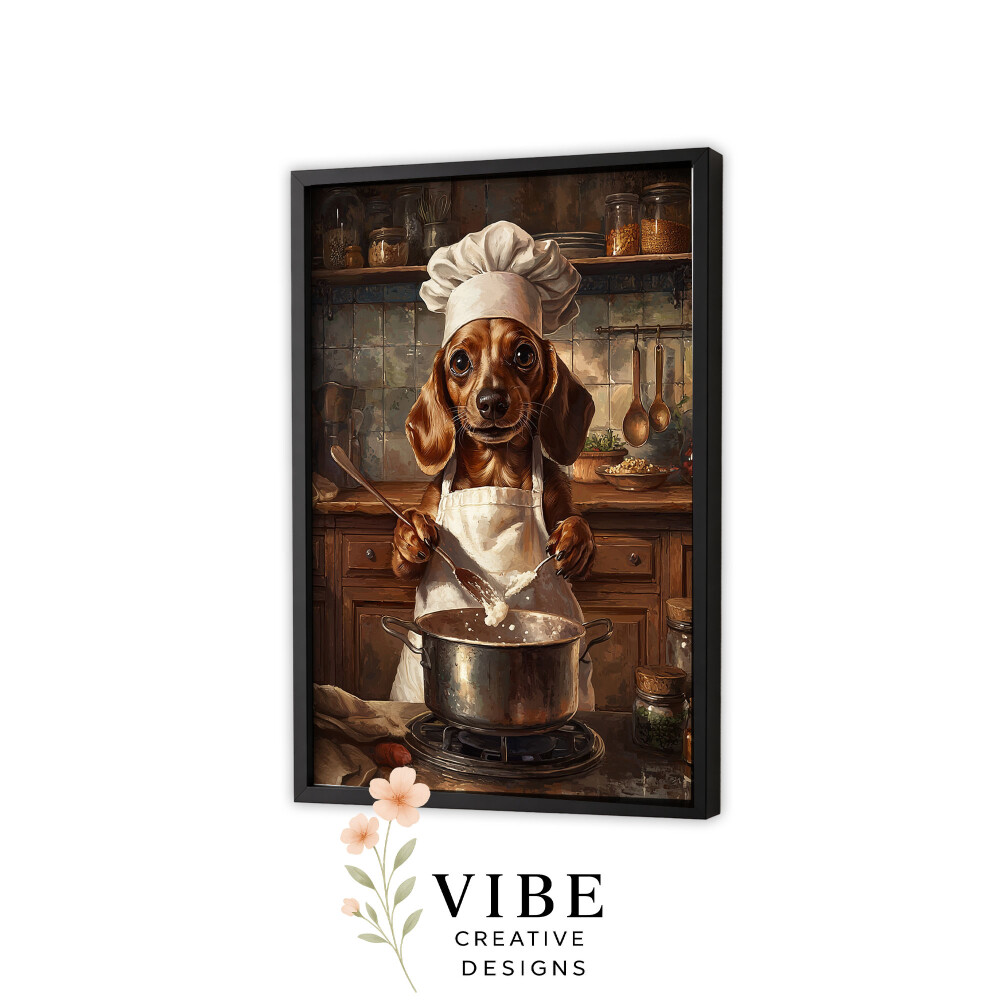 Quadro Cachorro Salsicha Chef Sopa - Arte A3