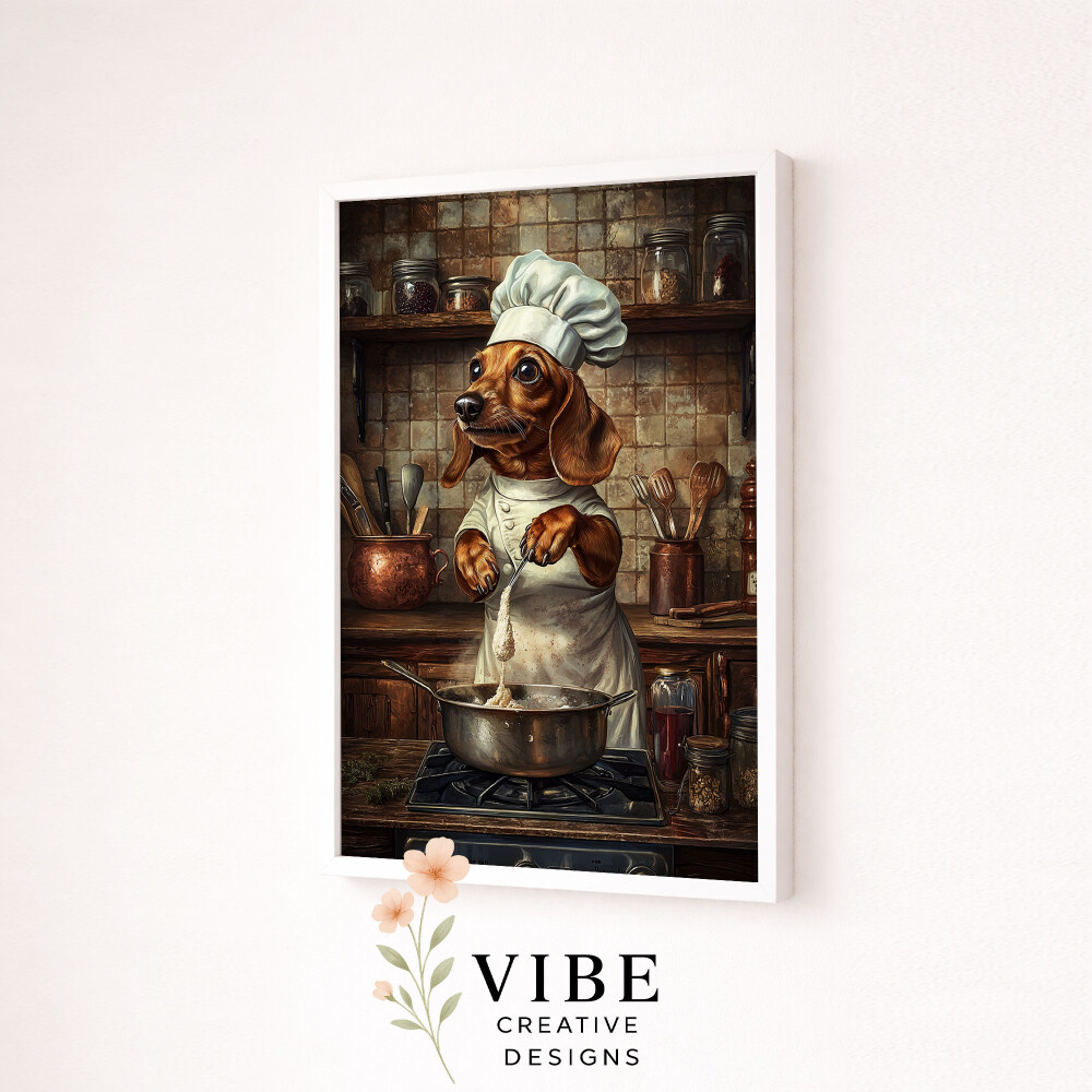 Quadro Cachorro Salsicha Chef Molho - Arte A3