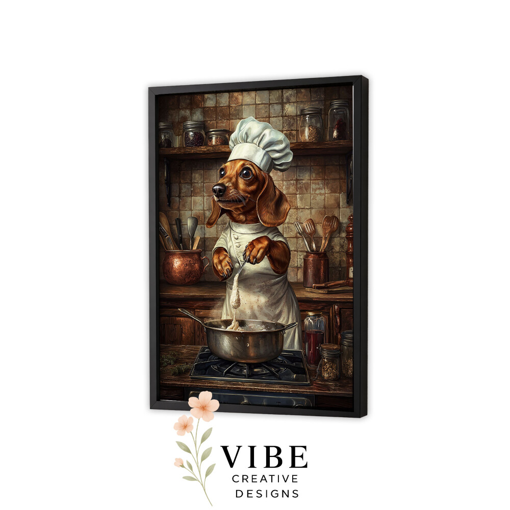 Quadro Cachorro Salsicha Chef Molho - Arte A3