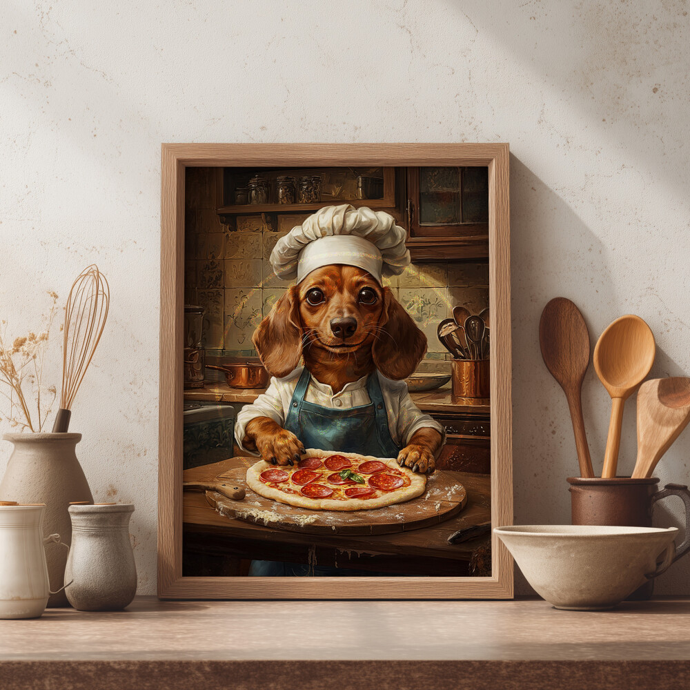 Quadro Cachorro Salsicha Pizzaiolo - Arte A3