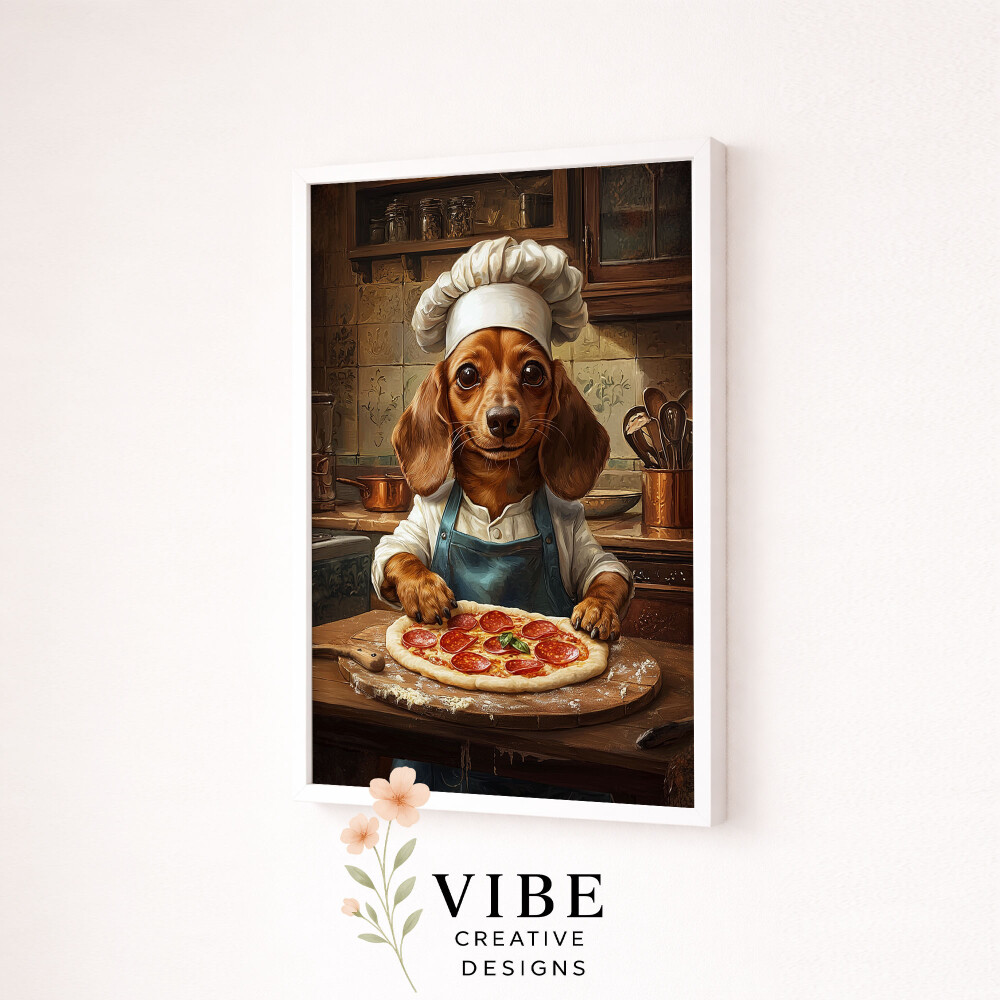 Quadro Cachorro Salsicha Pizzaiolo - Arte A3