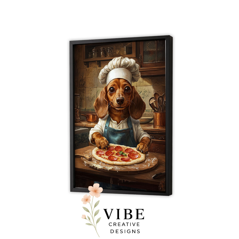 Quadro Cachorro Salsicha Pizzaiolo - Arte A3