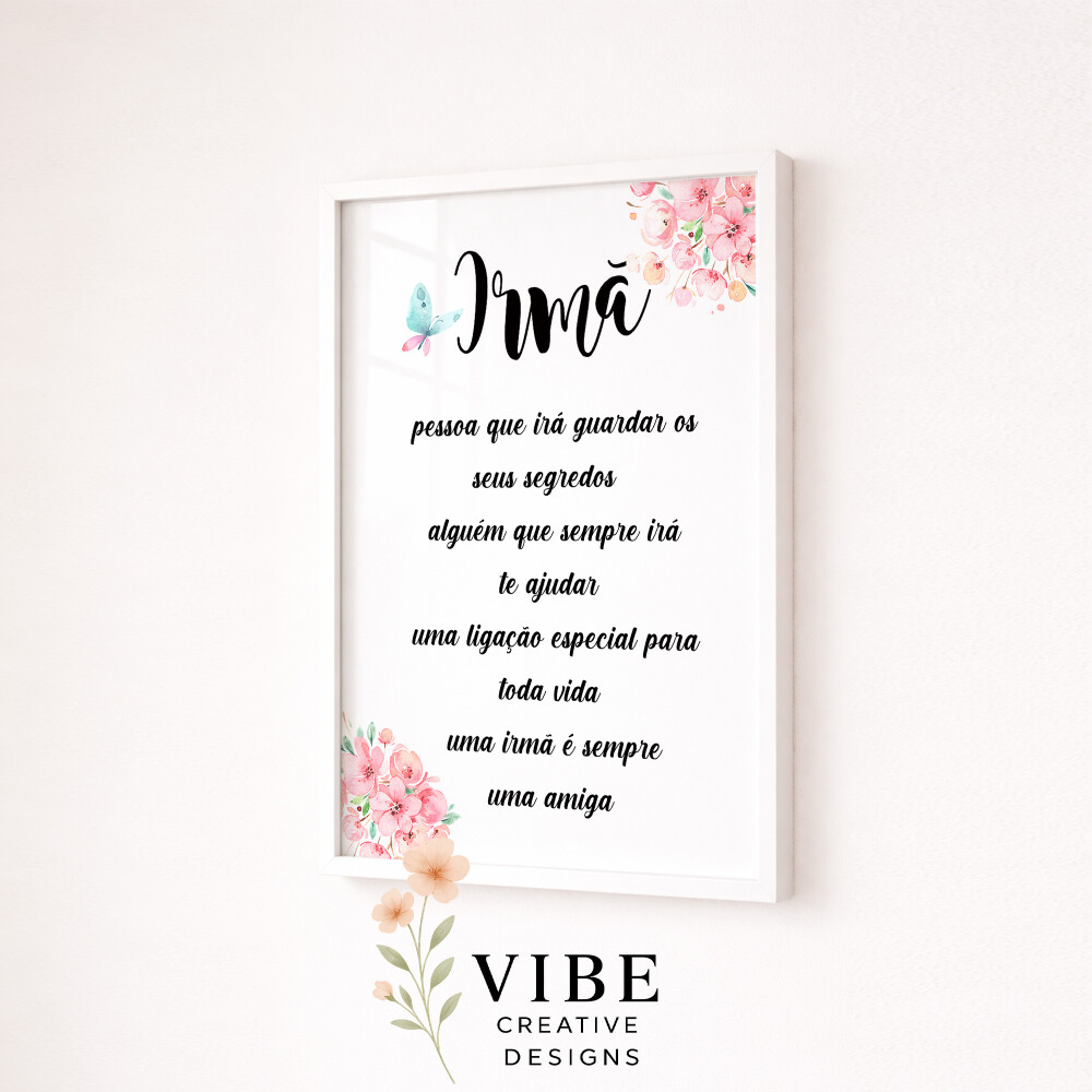 Kit 3 Quadros Infantil Irmãs com Frase - Arte Digital para Impri