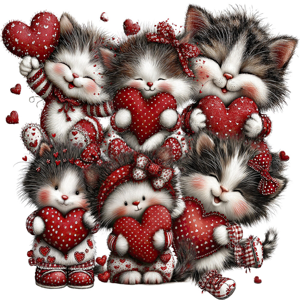20 Cliparts Gatinhos Apaixonados PNG Fundo Transparente