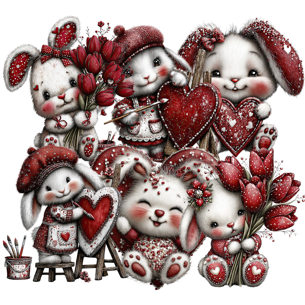 20 Cliparts Coelhinhos Apaixonados PNG Fundo Transparente