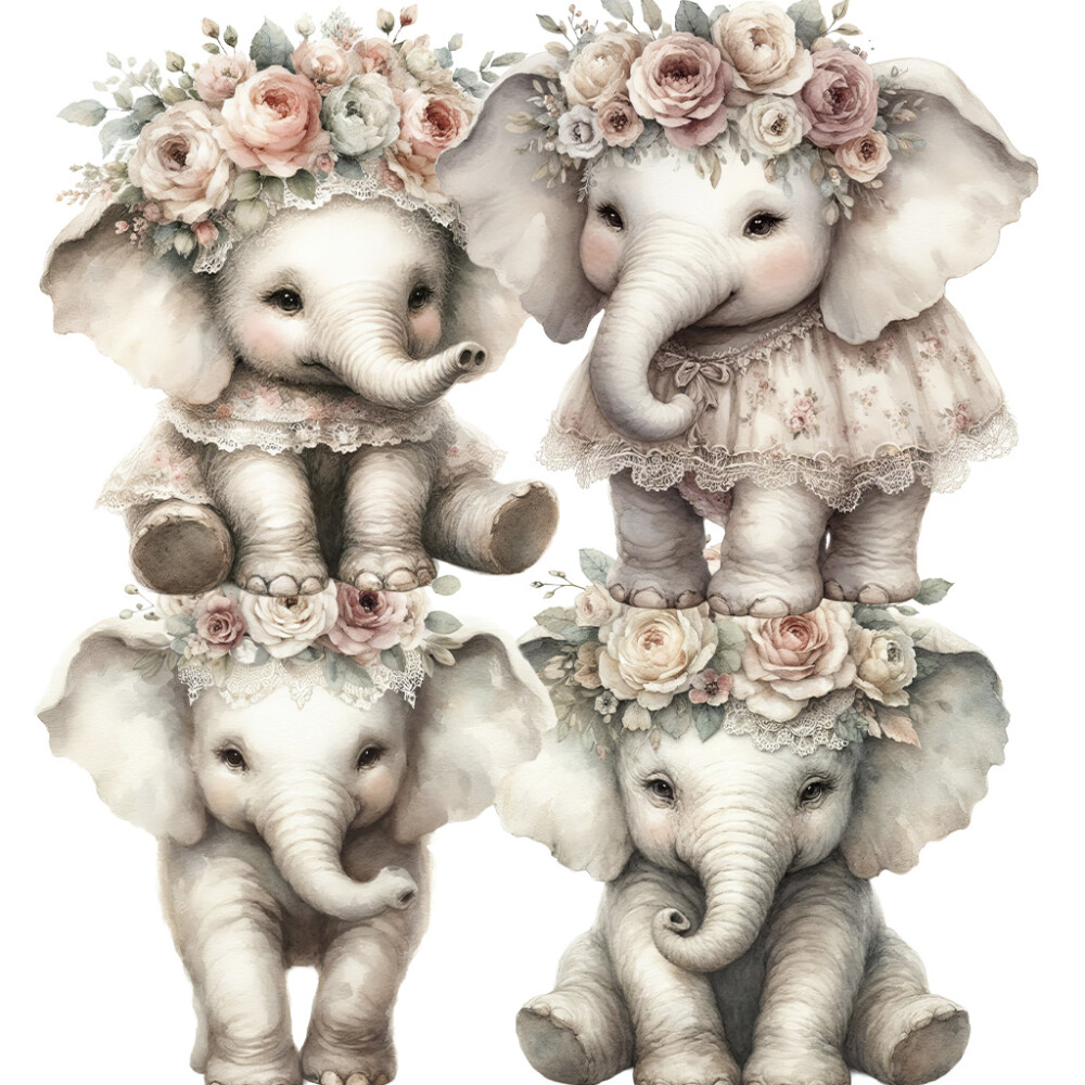 12 Cliparts Elefantinhos Baby PNG Fundo Transparente