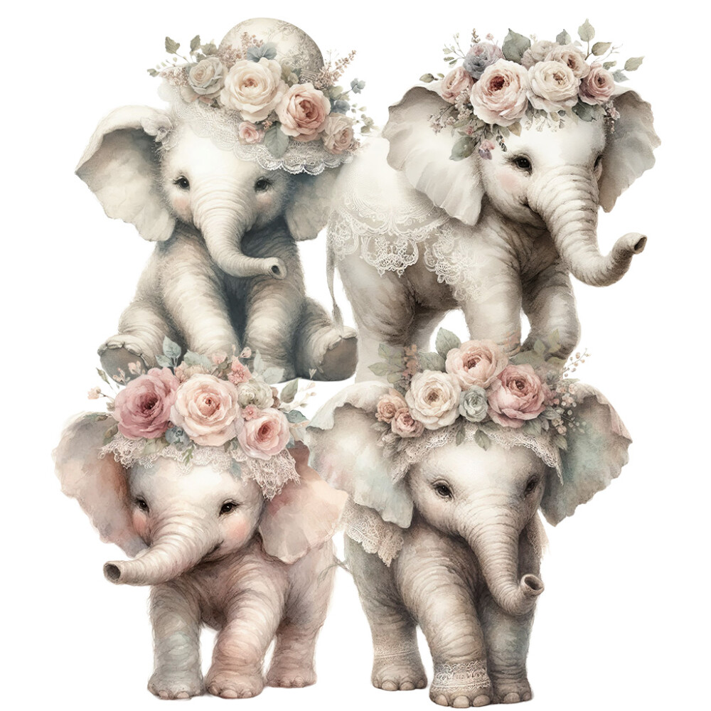 12 Cliparts Elefantinhos Baby PNG Fundo Transparente