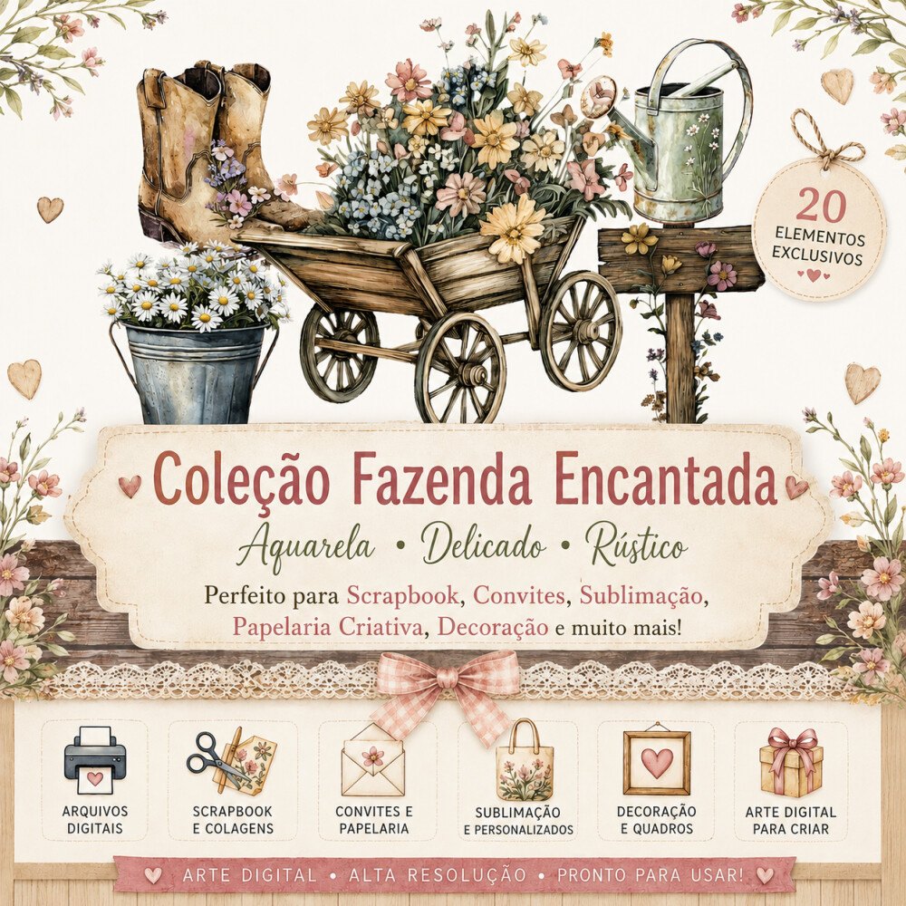 20 Cliparts Fazenda Encantada PNG Fundo Transparente