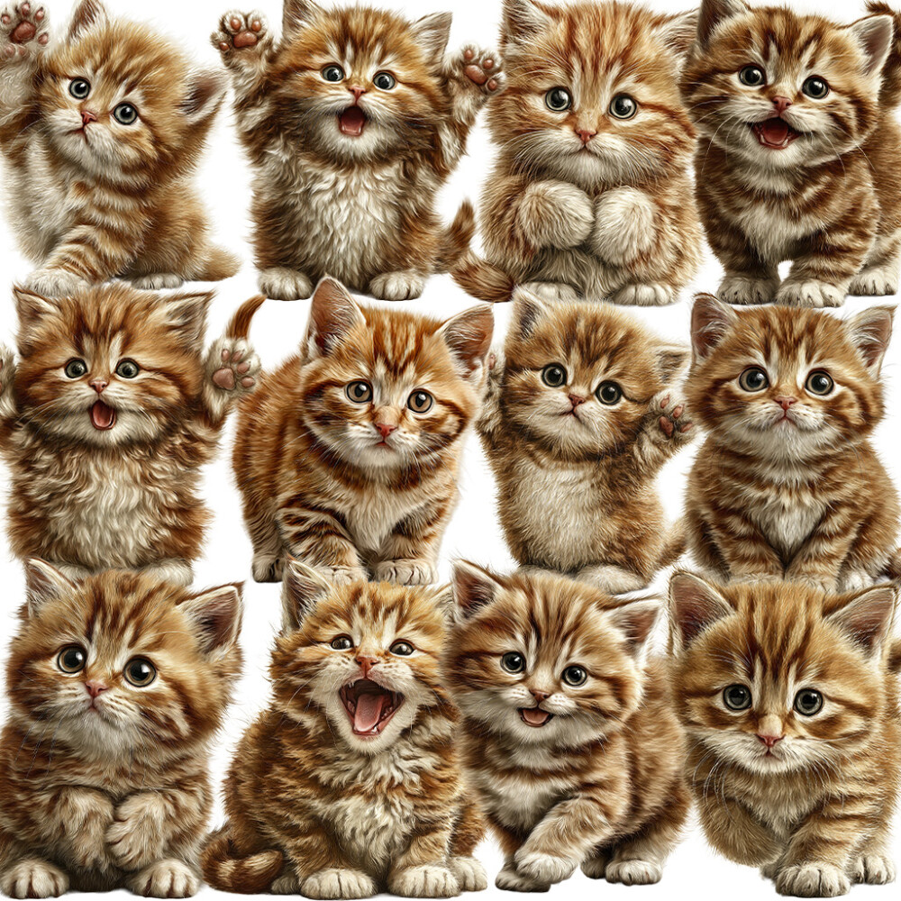 16 Cliparts Gatinhos Laranjinhas PNG Fundo Transparente
