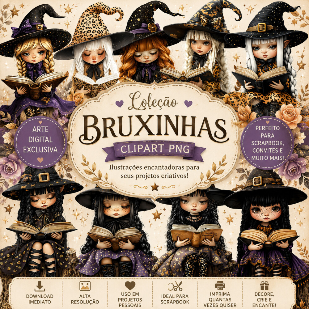 12 Cliparts Bruxinhas PNG Fundo Transparente