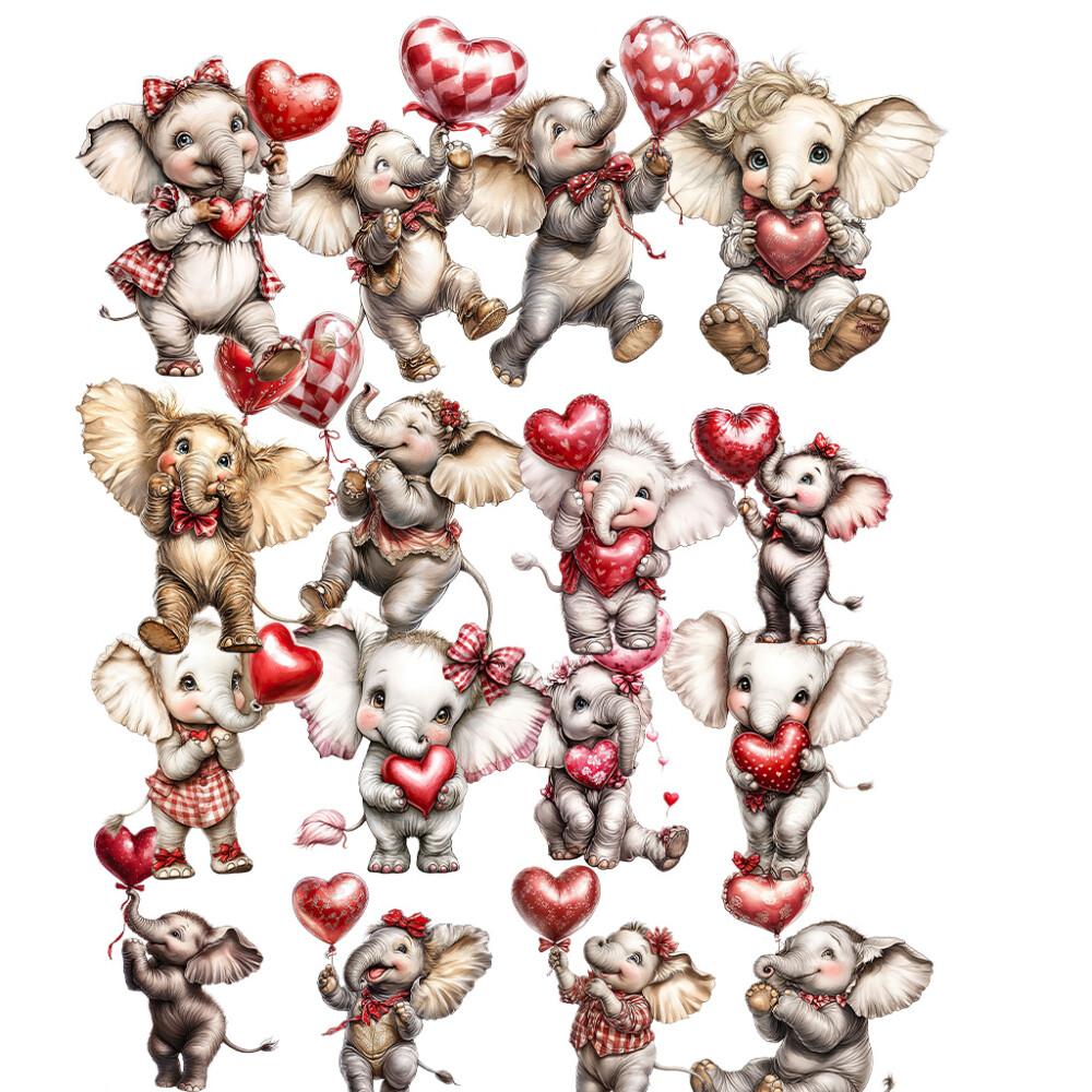 22 Cliparts Elefantinhos PNG Fundo Transparente