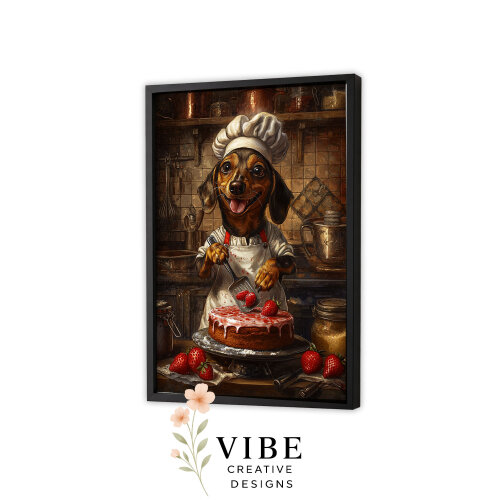 Quadro Cachorro Salsicha Confeiteiro - Arte Digital A3