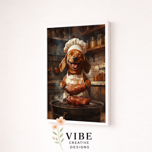 Quadro Cachorro Salsicha Churrasqueiro - Arte A3
