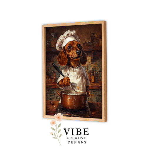 Quadro Cachorro Salsicha Cozinheiro - Arte A3