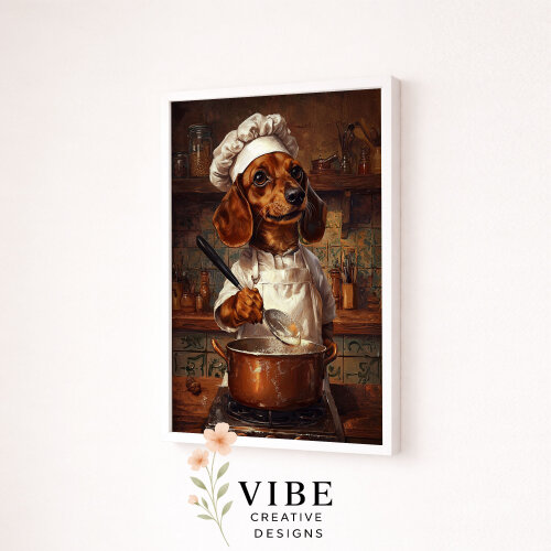 Quadro Cachorro Salsicha Cozinheiro - Arte A3