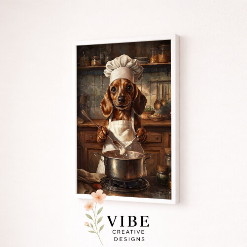 Quadro Cachorro Salsicha Chef Sopa - Arte A3