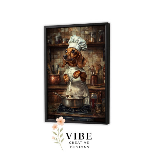 Quadro Cachorro Salsicha Chef Molho - Arte A3